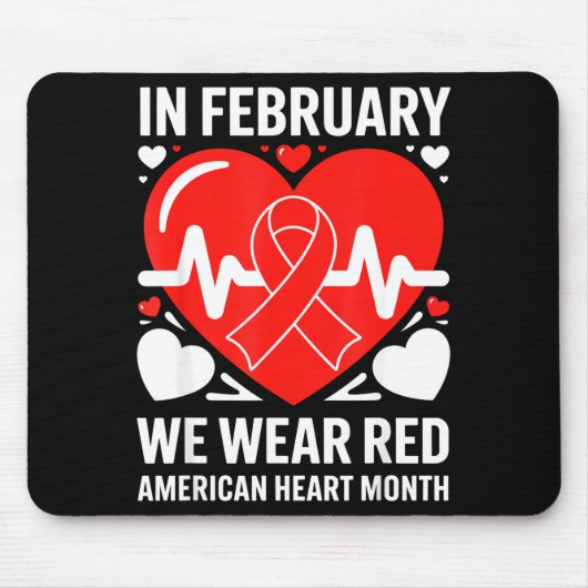 American Heart Disease Awareness Month Ribbon Red  マウスパッド (正面)