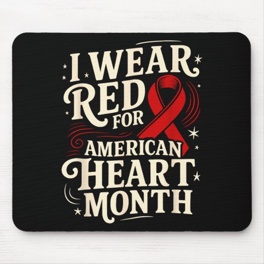 American Heart Disease Awareness Month Ribbon Red  マウスパッド (正面)
