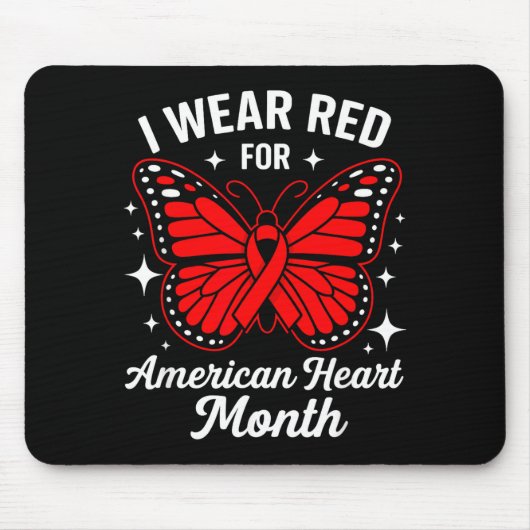 American Heart Disease Awareness Month Ribbon Red  マウスパッド (正面)