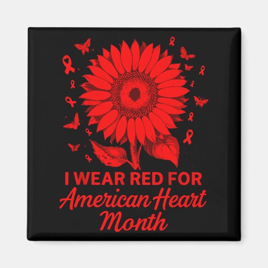 American Heart Disease Awareness Month Ribbon Red  マグネット (正面)