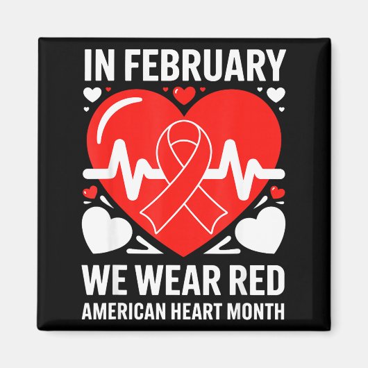 American Heart Disease Awareness Month Ribbon Red  マグネット (正面)