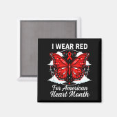 American Heart Disease Awareness Month Ribbon Red  マグネット (正面/裏面)