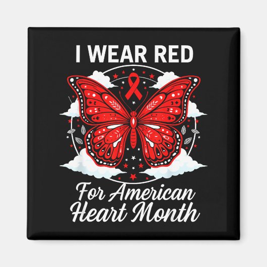 American Heart Disease Awareness Month Ribbon Red  マグネット (正面)