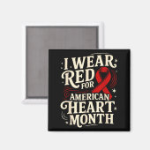 American Heart Disease Awareness Month Ribbon Red  マグネット (正面/裏面)
