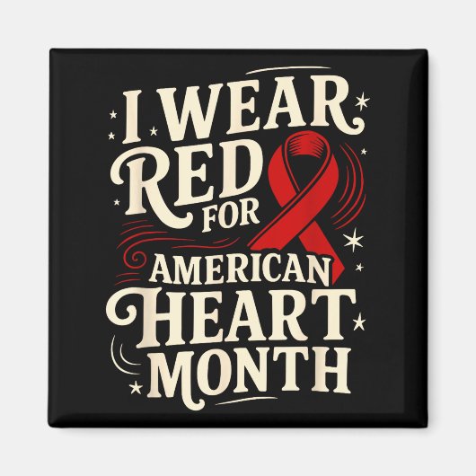 American Heart Disease Awareness Month Ribbon Red  マグネット (正面)
