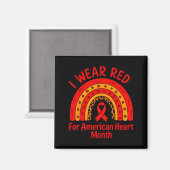 American Heart Disease Awareness Month Ribbon Red  マグネット (正面/裏面)