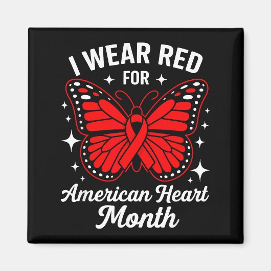 American Heart Disease Awareness Month Ribbon Red  マグネット (正面)
