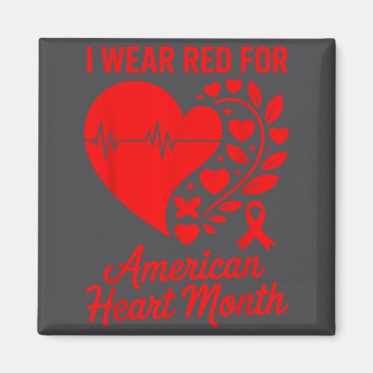 American Heart Disease Awareness Month Ribbon Red  マグネット (正面)