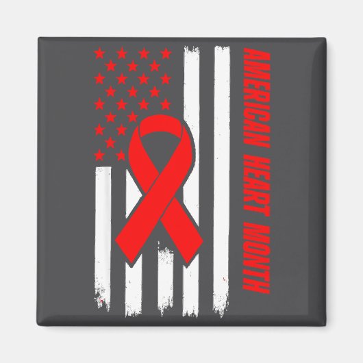 American Heart Disease Awareness Month Ribbon Red  マグネット (正面)