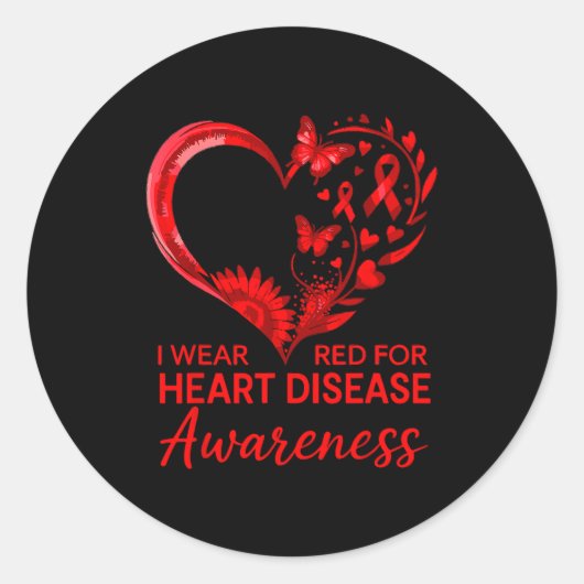 American Heart Disease Awareness Month Ribbon Red  ラウンドシール (正面)