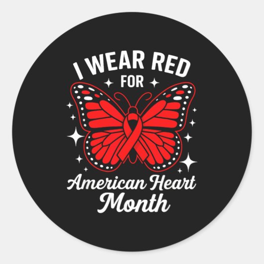American Heart Disease Awareness Month Ribbon Red ラウンドシール (正面)