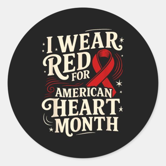 American Heart Disease Awareness Month Ribbon Red ラウンドシール (正面)