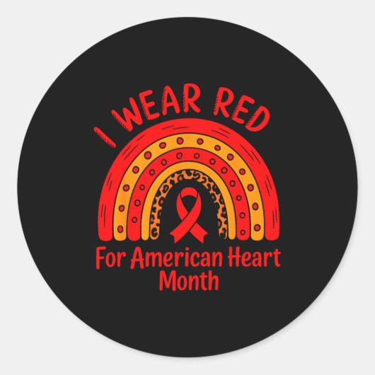 American Heart Disease Awareness Month Ribbon Red  ラウンドシール (正面)