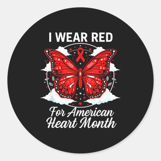 American Heart Disease Awareness Month Ribbon Red ラウンドシール (正面)