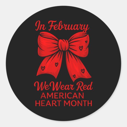 American Heart Disease Awareness Month Ribbon Red ラウンドシール (正面)