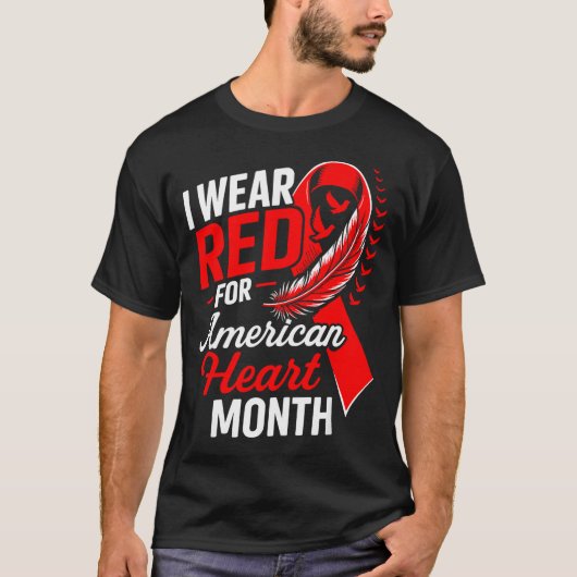 American Heart Disease Awareness Month Ribbon Red  Tシャツ (正面)