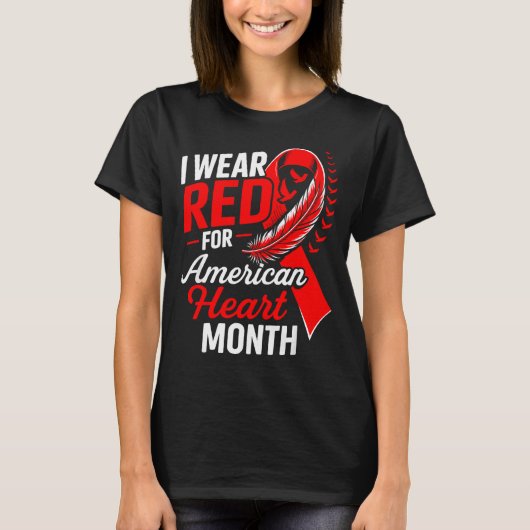 American Heart Disease Awareness Month Ribbon Red  Tシャツ (正面)