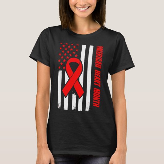 American Heart Disease Awareness Month Ribbon Red  Tシャツ (正面)