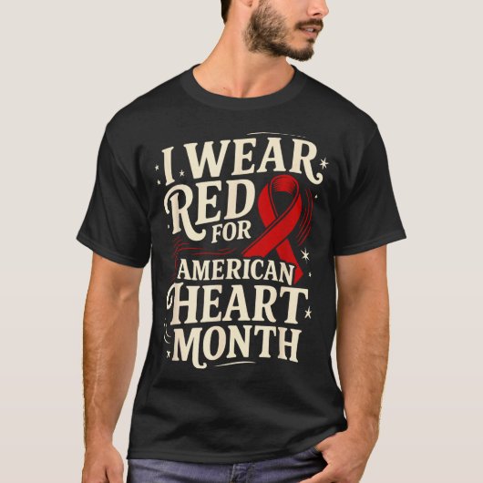 American Heart Disease Awareness Month Ribbon Red  Tシャツ (正面)