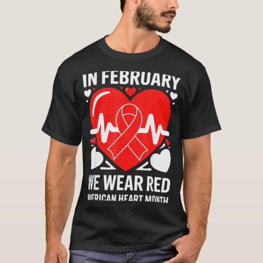 American Heart Disease Awareness Month Ribbon Red  Tシャツ (正面)