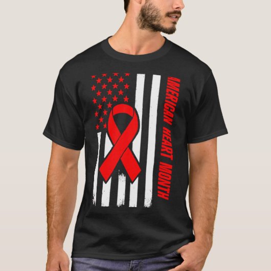 American Heart Disease Awareness Month Ribbon Red  Tシャツ (正面)