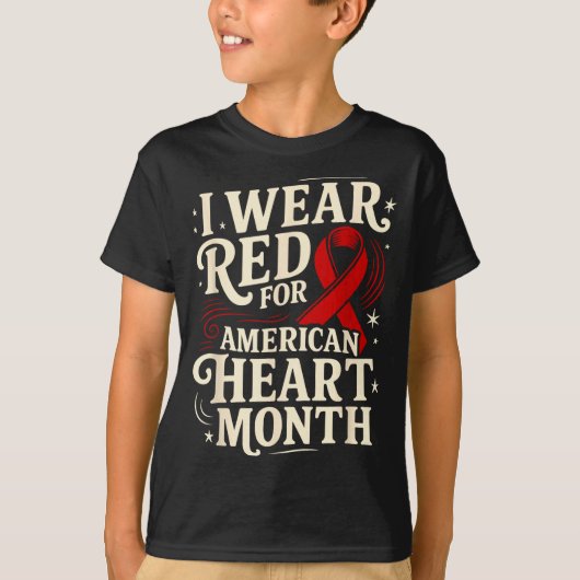 American Heart Disease Awareness Month Ribbon Red  Tシャツ (正面)