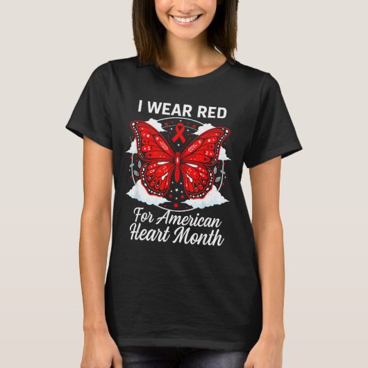 American Heart Disease Awareness Month Ribbon Red  Tシャツ (正面)