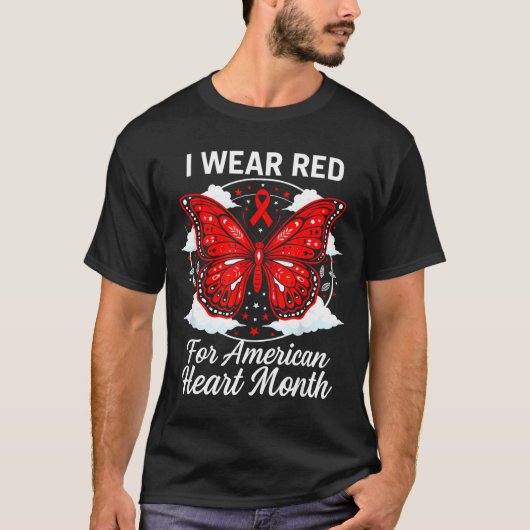 American Heart Disease Awareness Month Ribbon Red  Tシャツ (正面)