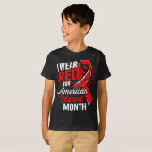 American Heart Disease Awareness Month Ribbon Red  Tシャツ (正面フル)