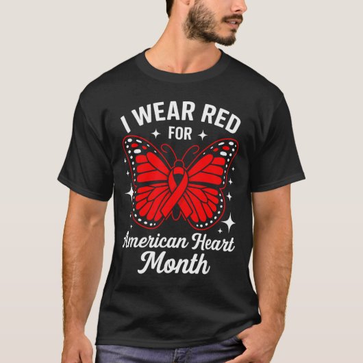 American Heart Disease Awareness Month Ribbon Red  Tシャツ (正面)