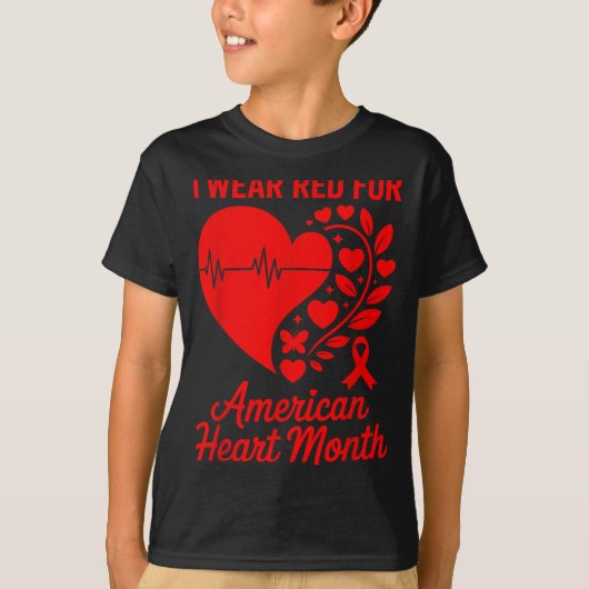 American Heart Disease Awareness Month Ribbon Red Tシャツ (正面)