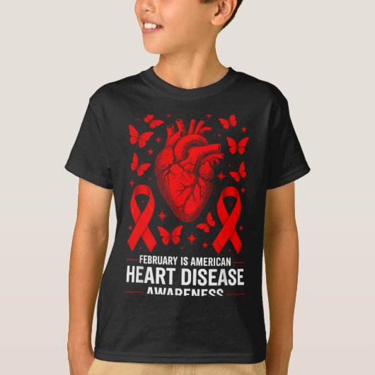 American Heart Disease Awareness Month Ribbon Red  Tシャツ (正面)