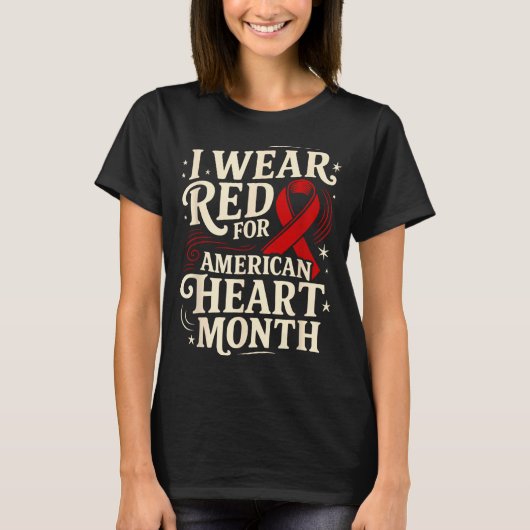 American Heart Disease Awareness Month Ribbon Red  Tシャツ (正面)