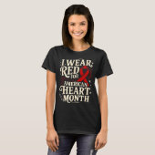 American Heart Disease Awareness Month Ribbon Red  Tシャツ (正面フル)