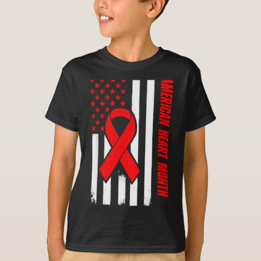 American Heart Disease Awareness Month Ribbon Red Tシャツ (正面)