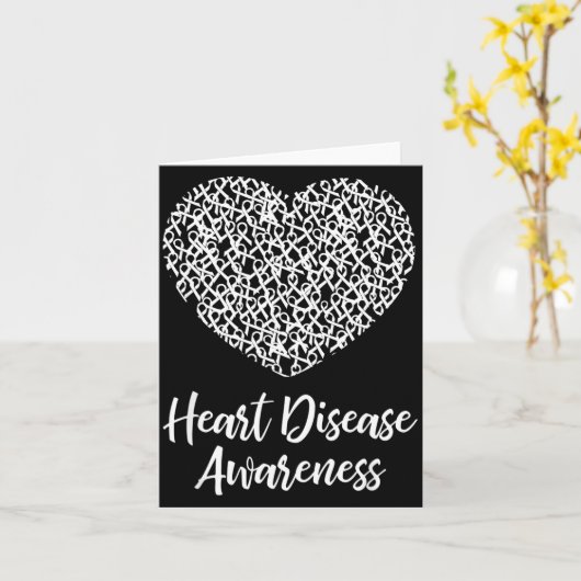 American Heart Month Suprt Tees Co Heart Disease A カード (黄色い花)