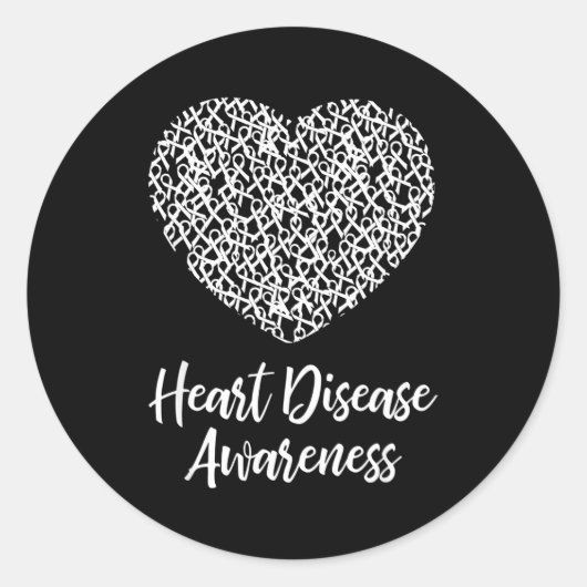 American Heart Month Suprt Tees Co Heart Disease A ラウンドシール (正面)