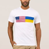 American I stand with Ukraine. USA & UKR flags. Tシャツ (正面)