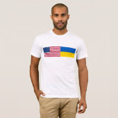 American I stand with Ukraine. USA & UKR flags. Tシャツ (正面フル)