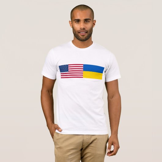 American I stand with Ukraine. USA & UKR flags. Tシャツ (正面フル)