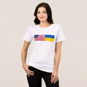 American I stand with Ukraine. USA & UKR flags. T- トライブレンドＴシャツ (正面全面)