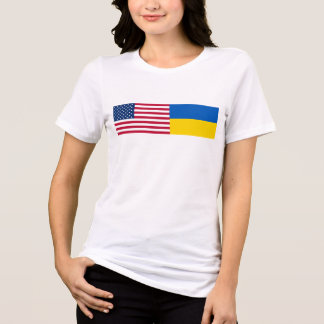 American I stand with Ukraine. USA & UKR flags. T- トライブレンドＴシャツ