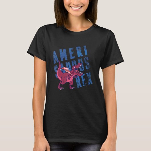 American Independence Day 4th July USA Amerisaurus Tシャツ (正面)