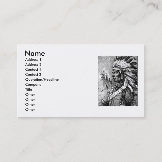 American Indian Chief Business Card 名刺 (正面)