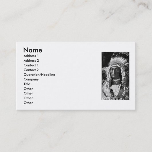 American Indian Chief Business Card 名刺 (正面)