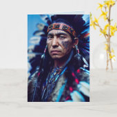 AMERICAN INDIAN CHIEF PHOTO誕生日ビッグカード カード (黄色い花)