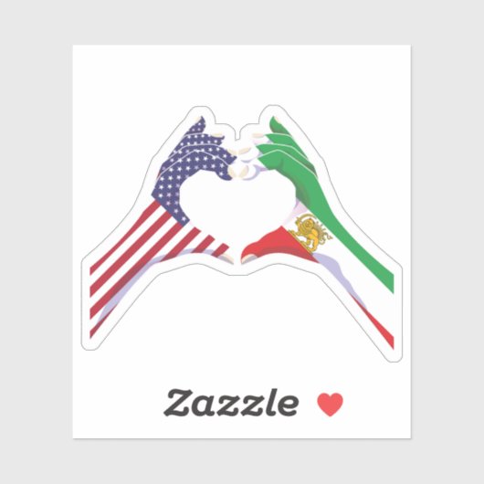 American Iranian Unity Heart with Lion and Sun シール (シート)