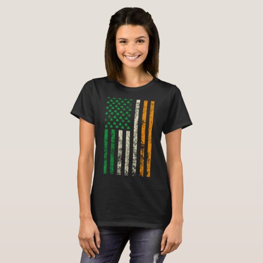 American Ireland Flag Shamrock Irish Patricks Day  Tシャツ (正面フル)
