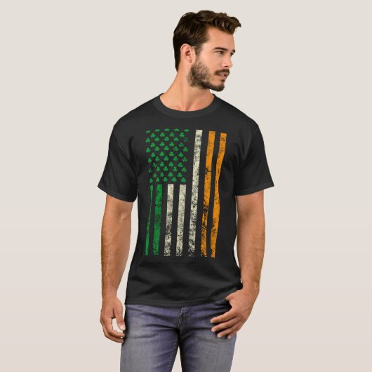 American Ireland Flag Shamrock Irish Patricks Day Tシャツ (正面フル)