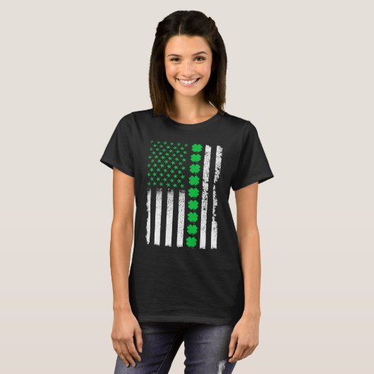 American Irish Flag Shamrock Lucky St Patricks Day Tシャツ (正面フル)